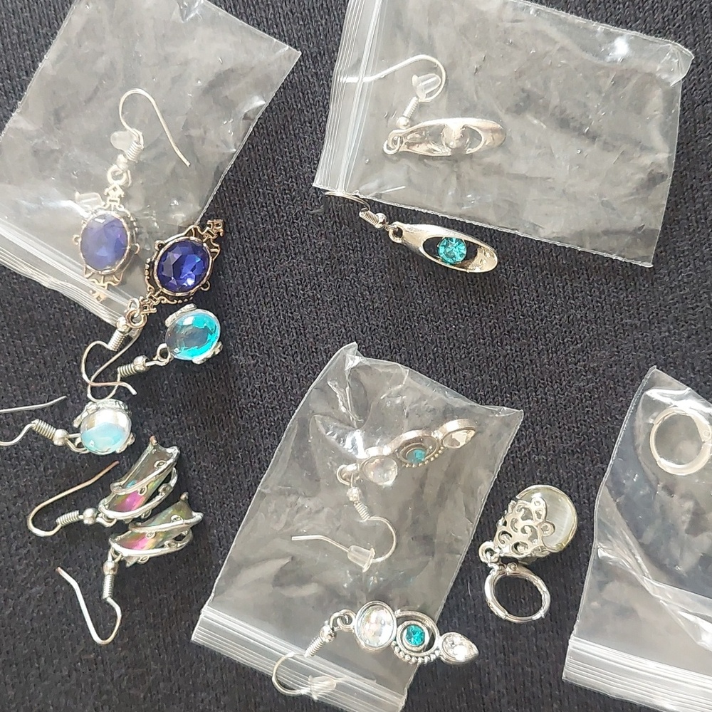 Elegant Silver and Gemstone Earrings 6 Pairs.  Price Is For All
